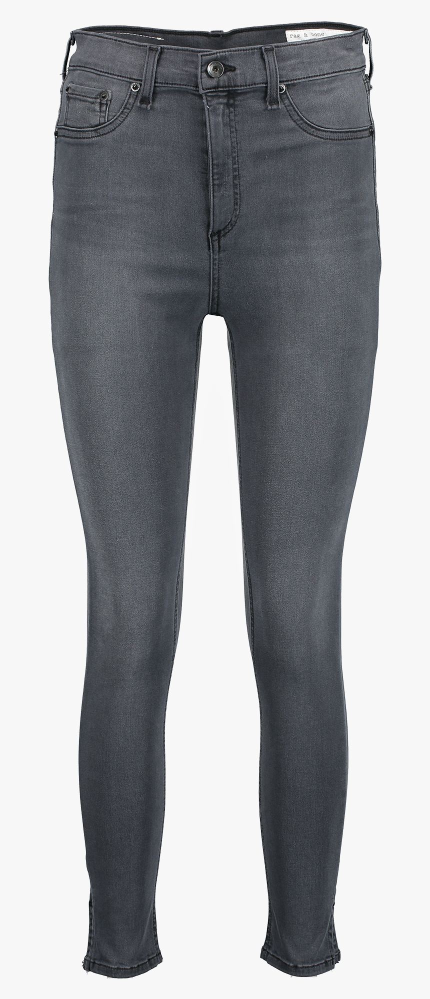 High Rise Grey 5 Pocket Denim Pants With A Slightly - Pocket, HD Png Download, Free Download