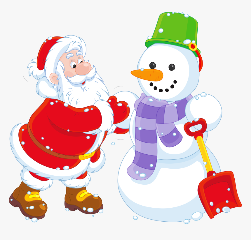 Santa Claus Santa"s Village Snowman Christmas Film - Santa And Snowman Clipart, HD Png Download, Free Download