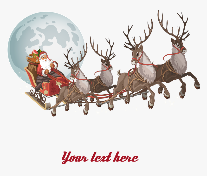 And Parade Claus Reindeer Santa Christmas Clipart - Santa Sleigh Transparent Background, HD Png Download, Free Download