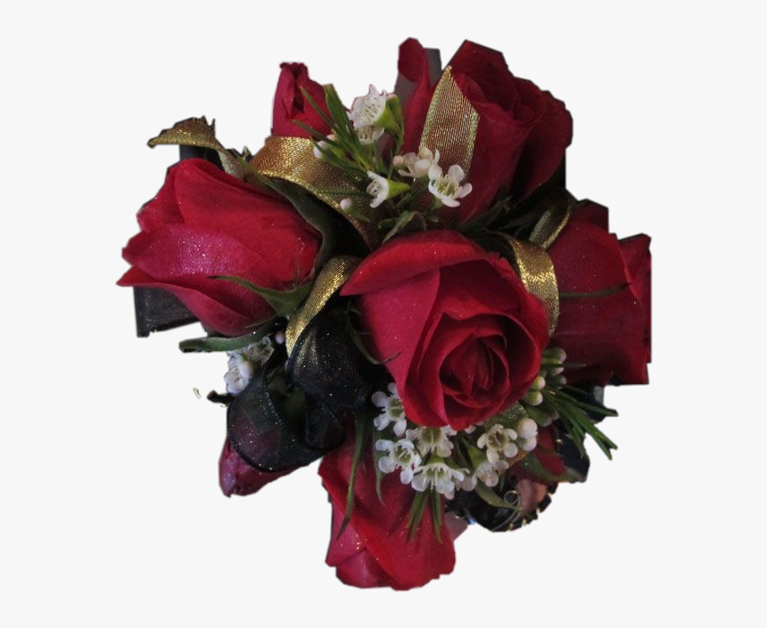 Corsage For - Red Rose Corsage With Gold Ribbon, HD Png Download, Free Download