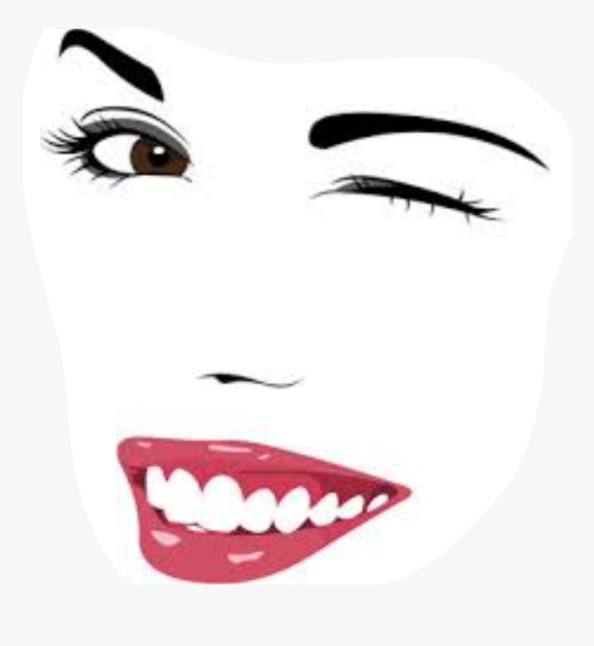 Face Wink Women Lips Makeup Eye Winking Drawing Easy Hd Png