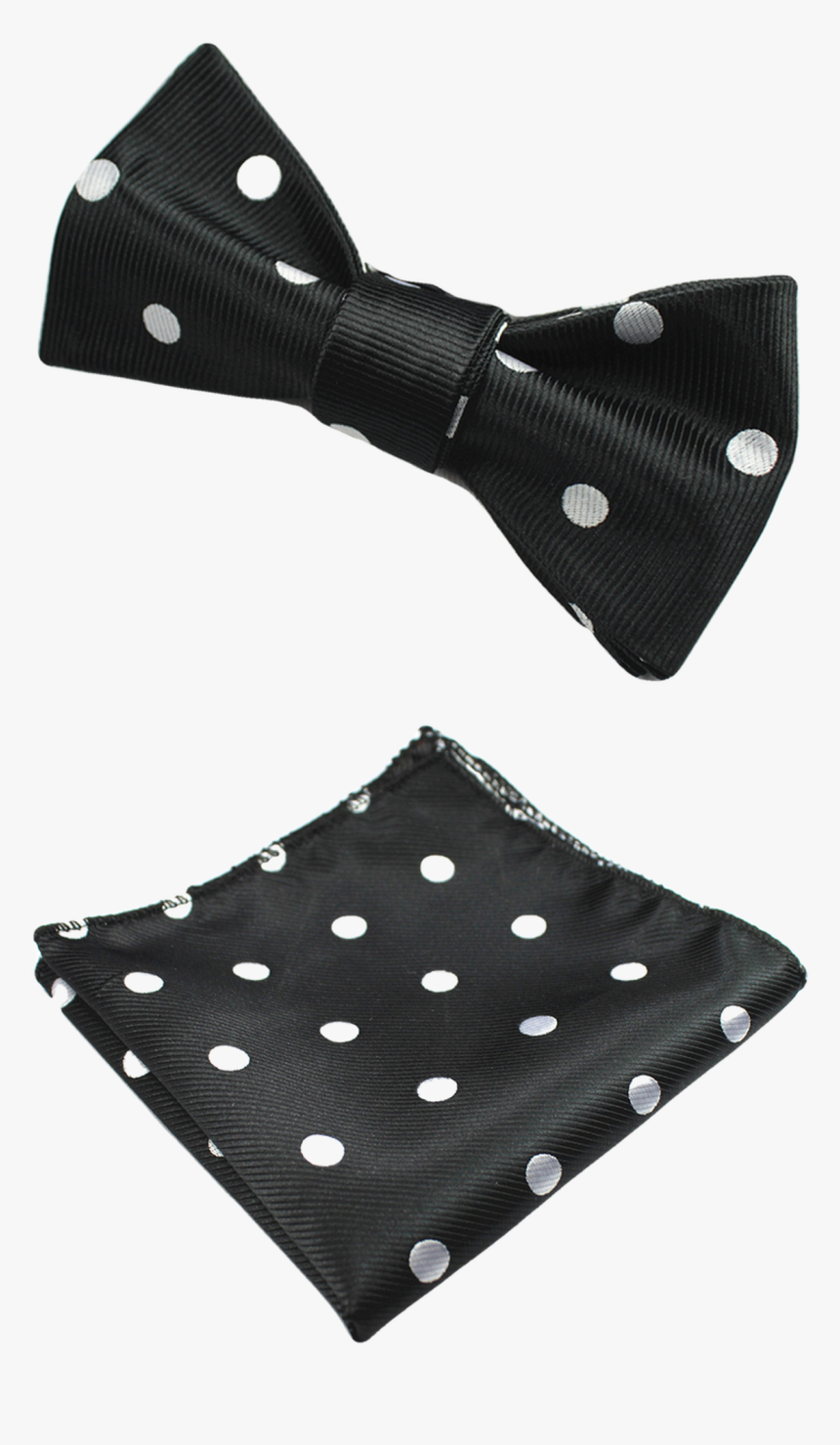 Black And White Polka Dot Bow Tie And Pocket Square - Polka Dot, HD Png Download, Free Download