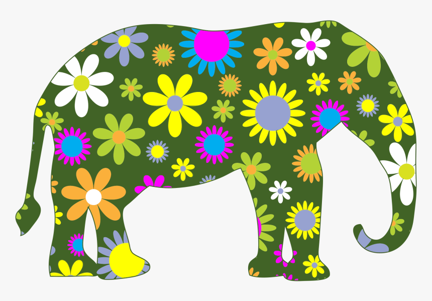 Retro Floral Elephant Clip Arts - Clipart Elephant, HD Png Download, Free Download