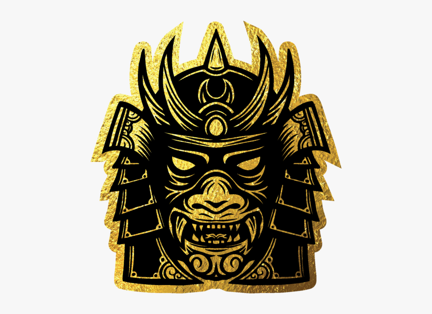 Gold Samurai Gold Foil Samurai Design Tattoo Illustration - Emblem, HD Png Download, Free Download