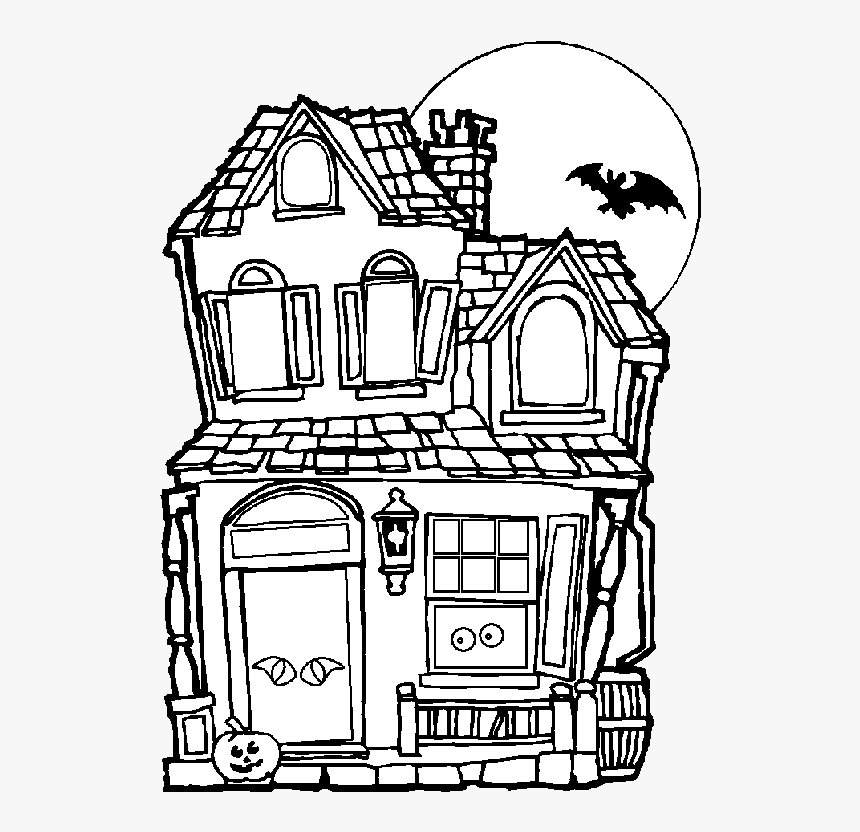 Haunted House Line Drawing, HD Png Download kindpng