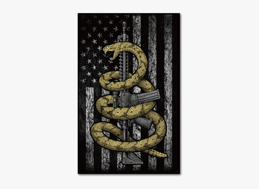 Gadsden Snake Over American Flag, HD Png Download, Free Download