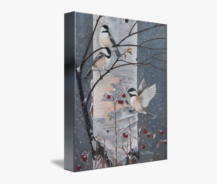 Paintings Of Chickadees With Birch Tree, HD Png Download, Free Download