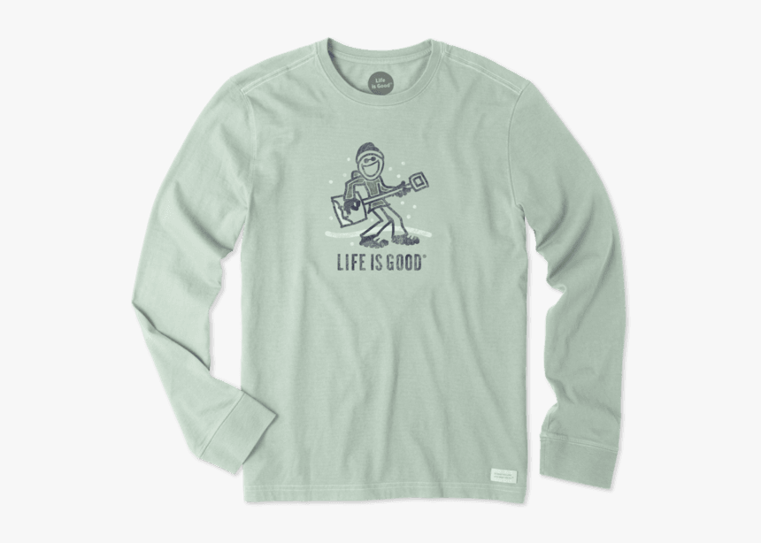 Men"s Snow Shovel Guitar Long Sleeve Crusher Tee - Long-sleeved T-shirt, HD Png Download, Free Download