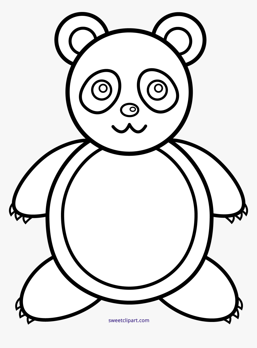 Panda Clipart Outline Coloring Panda Cartoon Black And White Hd Png Download Kindpng