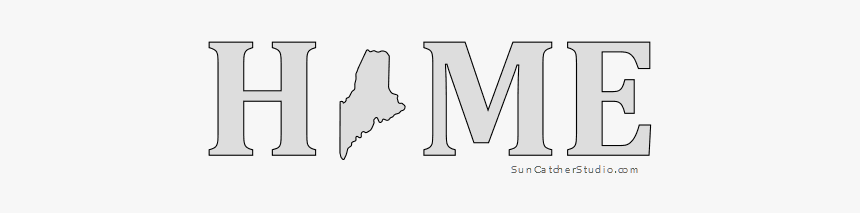 Maine Home Stencil Pattern Shape State Clip Art Outline, HD Png Download, Free Download