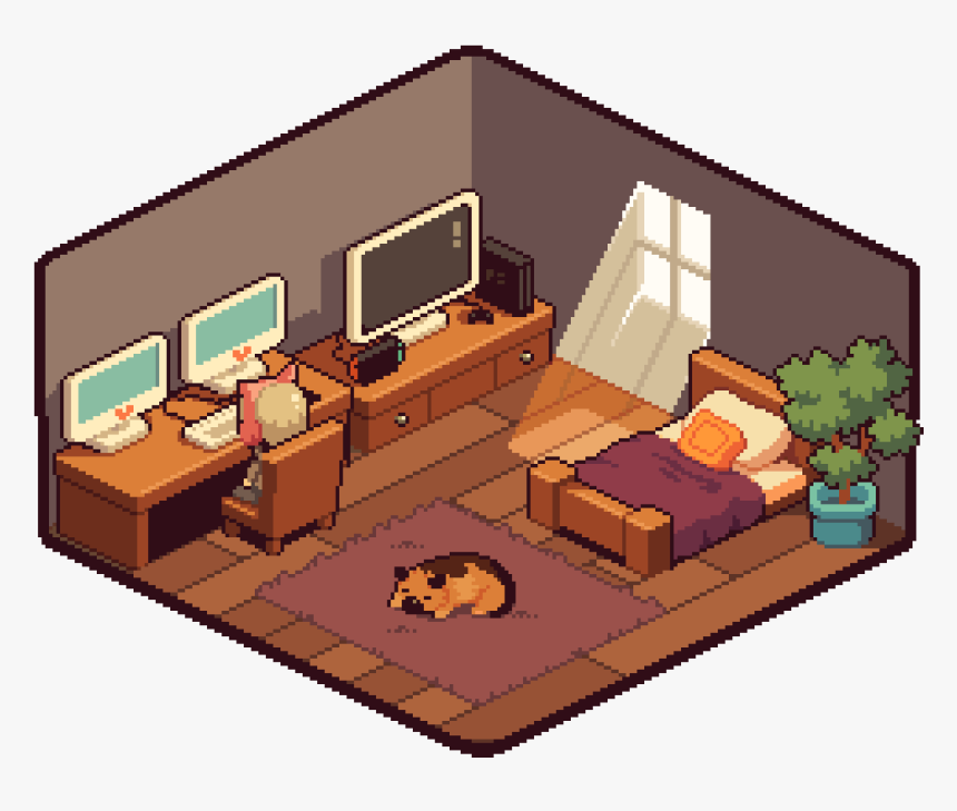 Transparent Dollhouse Png - Pixel Art Isometric Room, Png Download, Free Download