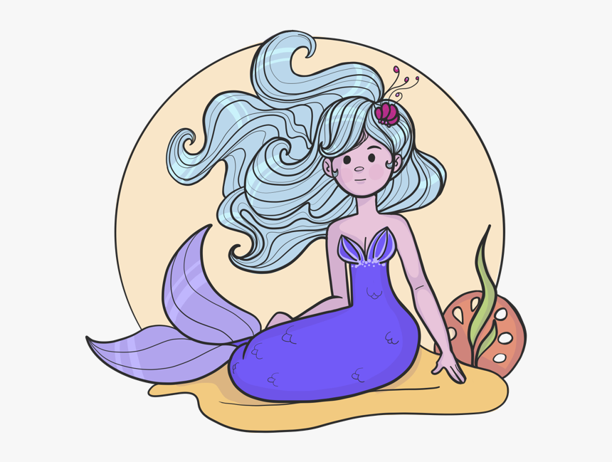 Little Blue Haired Mermaid Adobe Draw Mermaid - Illustration, HD Png Download, Free Download