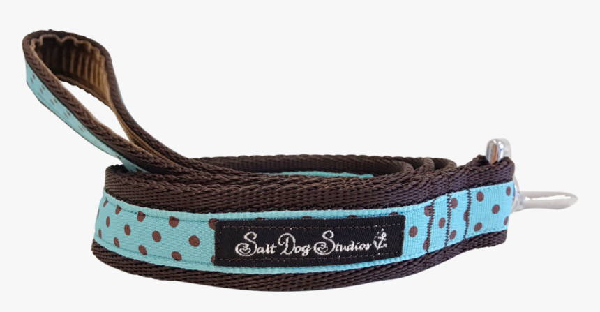 Classic Brown On Aqua Polka Dot Ribbon Dog Lead - Belt, HD Png Download, Free Download