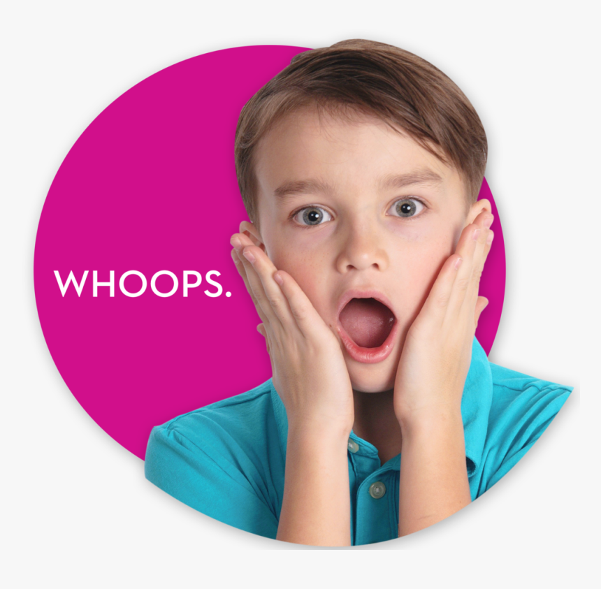 Boy Covering Sides Of Cheeks With Whoops Text, HD Png Download, Free Download