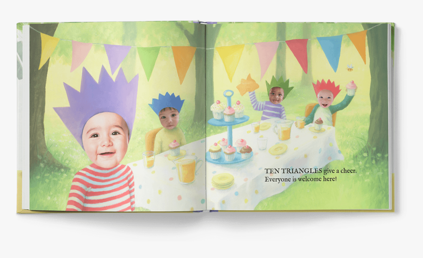 Open Book Spread Of Four Children Wearing Crowns, Sitting - Birthday Party, HD Png Download, Free Download