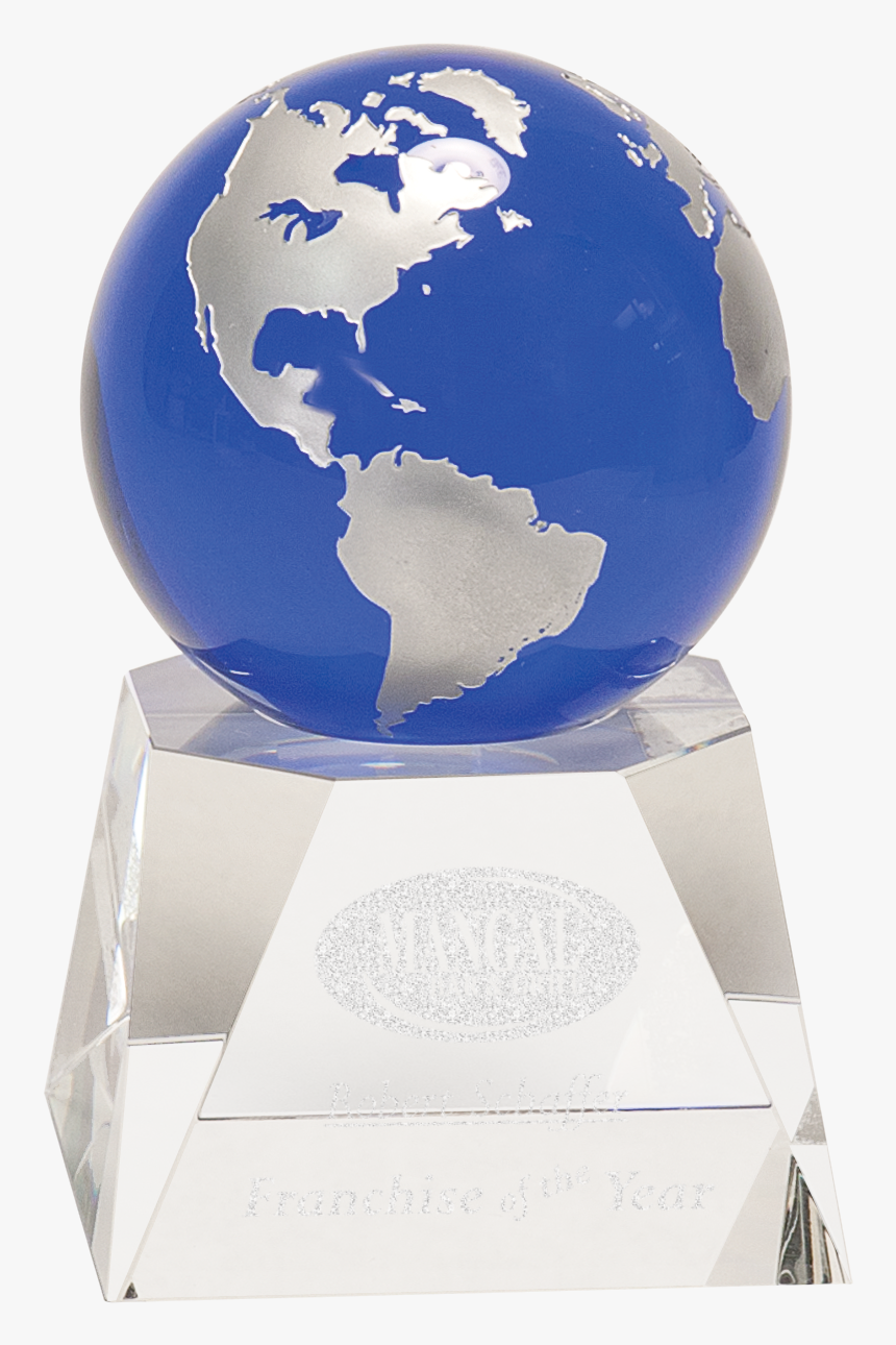 Engraved Light Blue Globe Crystal Award, HD Png Download, Free Download