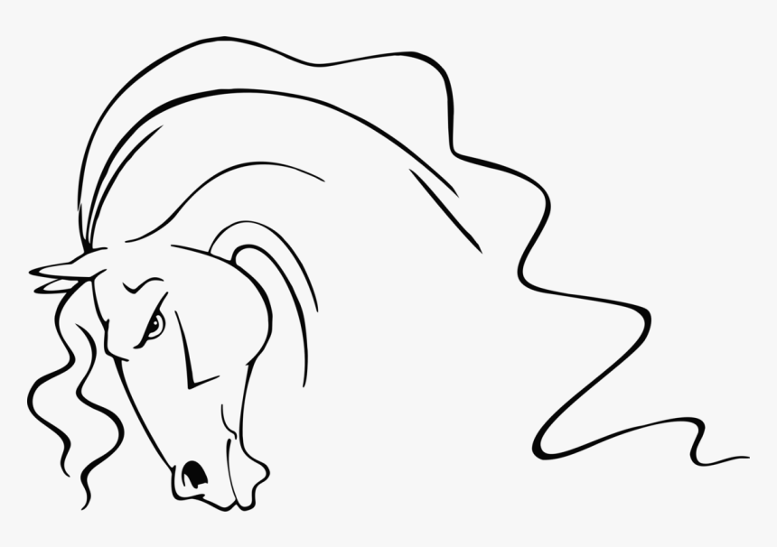 Horse Line Art Drawing Ear Free Commercial Clipart - Free To Use Horse Head Line Art, HD Png Download, Free Download