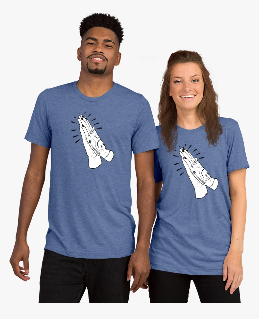 28452 Mockup Front Couples Blue Triblend T Shirts With Foxes Hd Png Download Kindpng