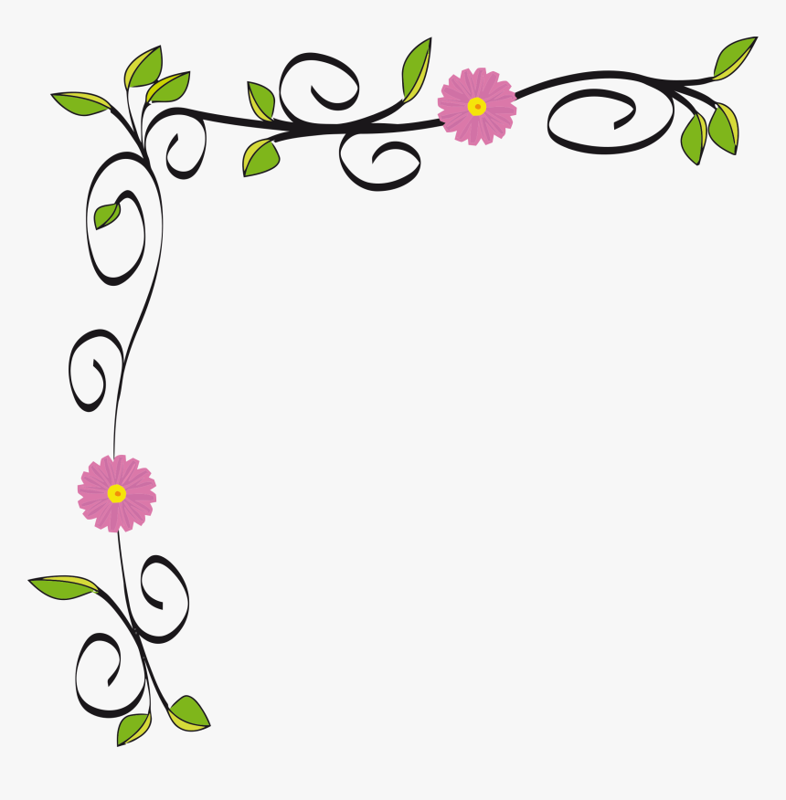 Flower Border Line Png - Flower Border Line Design, Transparent Png, Free Download