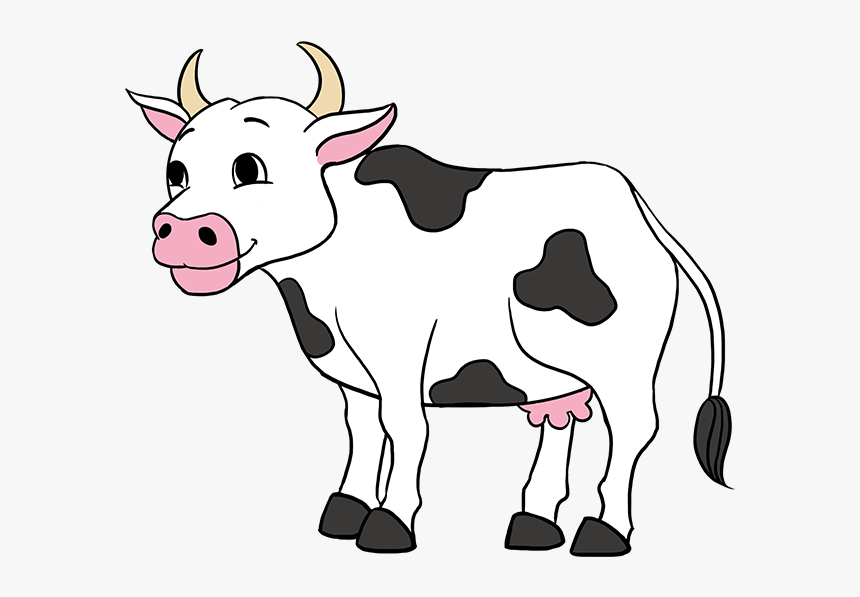 Dairy Art,cow-goat Family,bull,animal Animal,ox - Draw Cow Step By Step, HD Png Download, Free Download