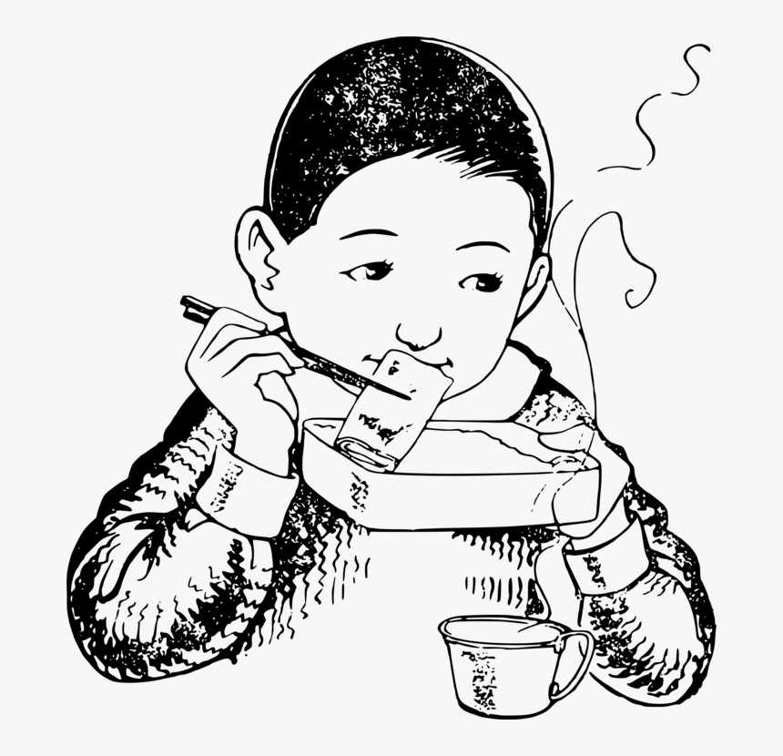 Eating Drawing Cartoon Black - Eating Cartoon Black And White, HD Png Download, Free Download