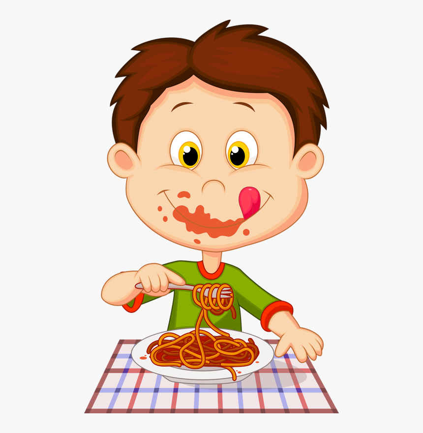 Personnages Illustration Individu Personne - Boy Eating Spaghetti Clipart, HD Png Download, Free Download