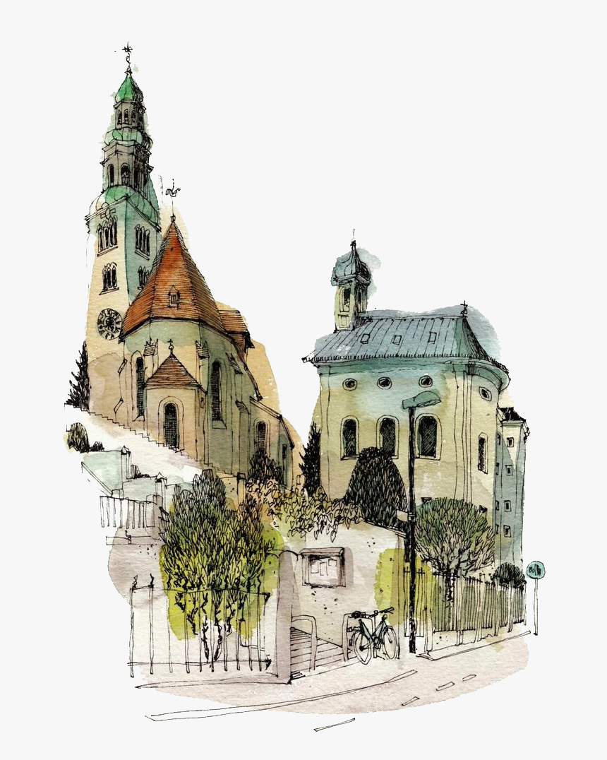 Town Urban Sketch And Sketchers Europe Watercolor Clipart - Chris Lee Aquarelle, HD Png Download, Free Download