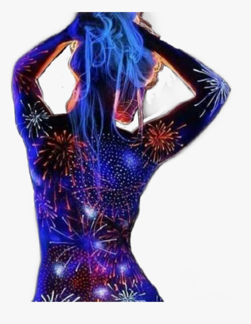 #silueta #mujer #fuegosartificiales - Blouse, HD Png Download, Free Download