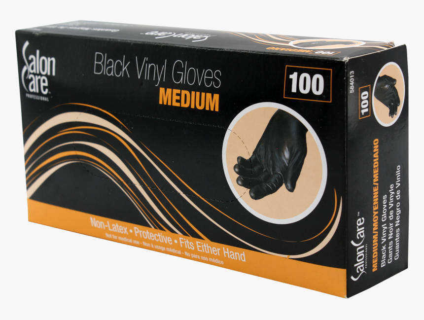 Guantes De Vinilo Color Negro M, , Hi Res - Guante Negro Caja Latex, HD Png Download, Free Download