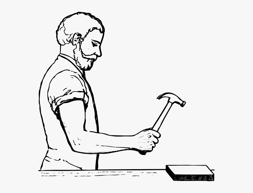 Cartoon Black And White Carpenter, HD Png Download, Free Download