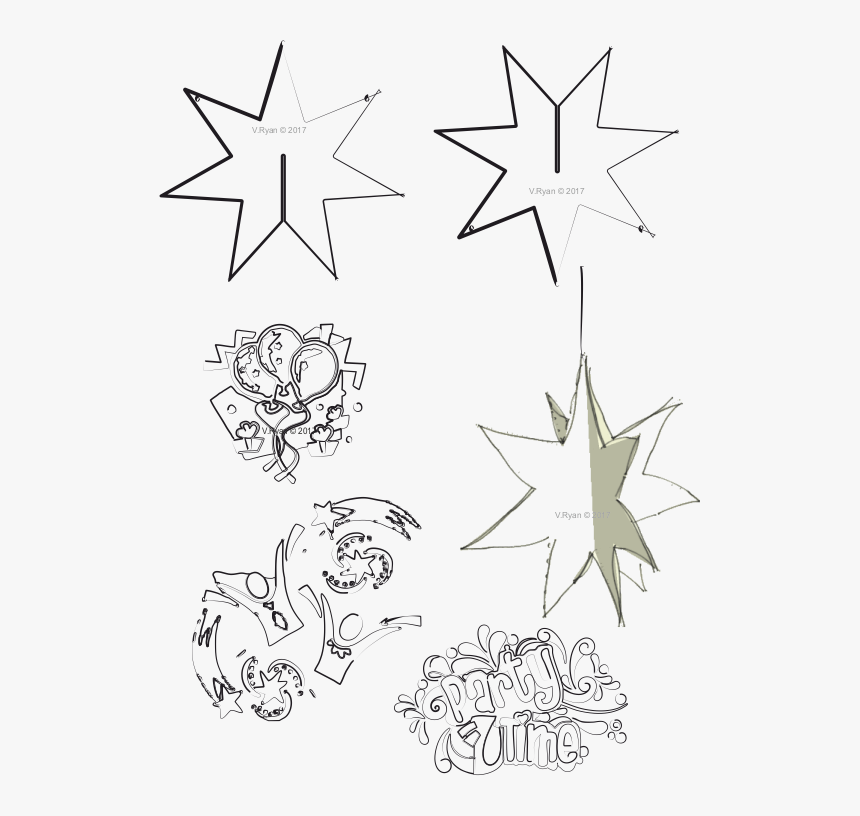 Drawing Party Birthday Theme - Line Art, HD Png Download, Free Download