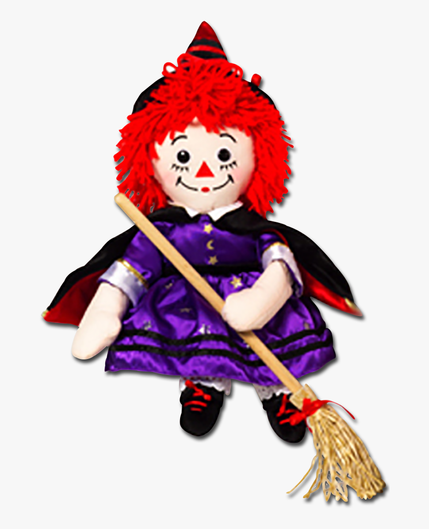 Halloween Raggedy Ann Witch With Broom Rag Doll - Halloween Raggedy Ann Doll, HD Png Download, Free Download