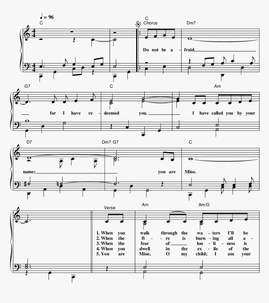 Do Not Be Afraid For I Have Redeemed You Sheet Music, HD Png Download, Free Download