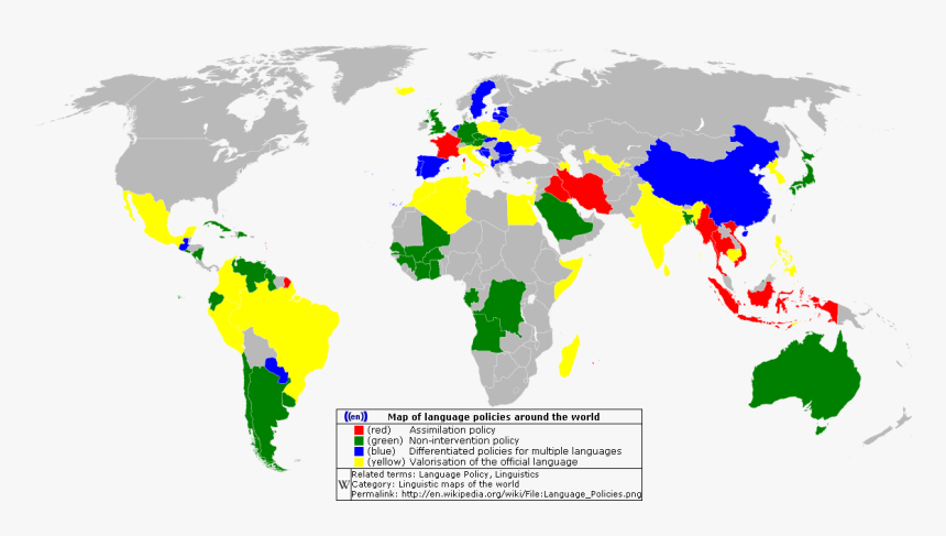 Language Policies - World Map, HD Png Download, Free Download