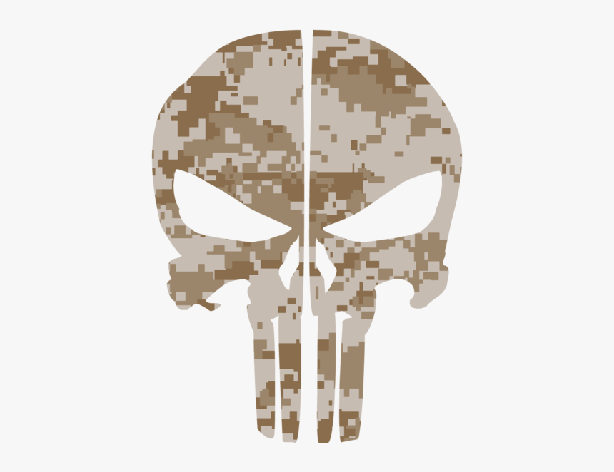 Desert Digital Camo Punisher Skull Rear Helmet Reflective - Punisher Skull Digital Camo, HD Png Download, Free Download