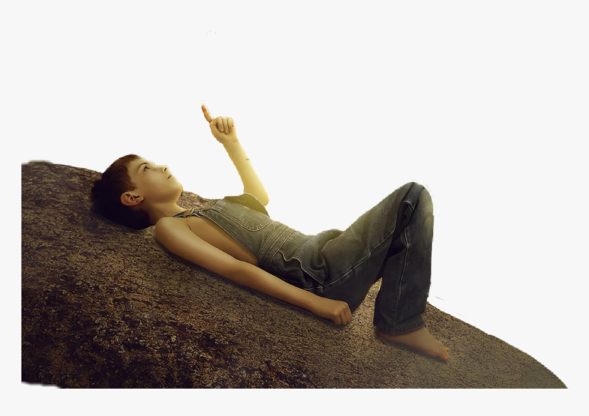 #child #boy #person #laying #rock #pointing, HD Png Download, Free Download