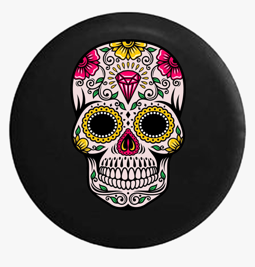 Sugar Skull Tattoo Flowers Yellow Pink Diamond, HD Png Download, Free Download