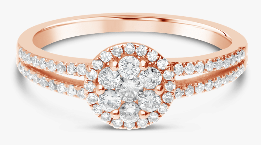 Propose Tonight 14k Rose Gold Round Diamond Halo Split - Engagement Ring, HD Png Download, Free Download