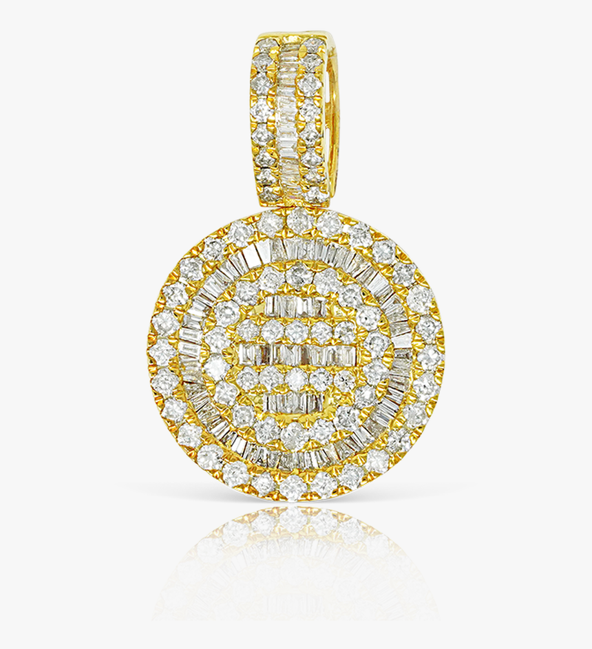 10k Yellow Gold Round Diamond Baguette Pendant - Locket, HD Png Download, Free Download