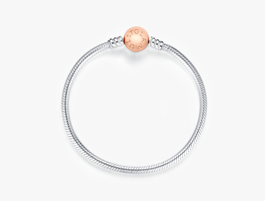 Rose Gold Round Clip 925 Sterling Silver Classic Bracelet - Circle, HD Png Download, Free Download