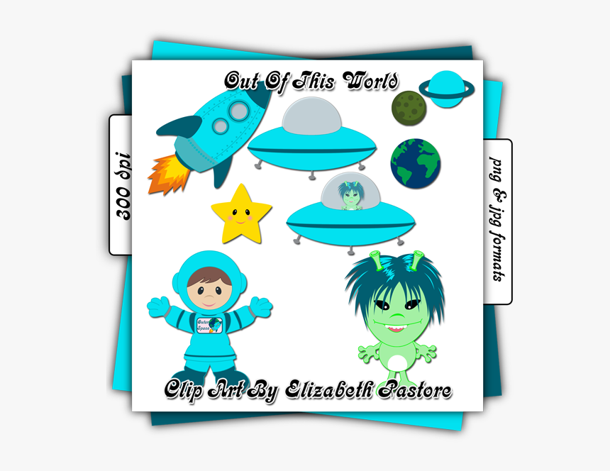 Outer Space Clip Art In Blue Includes 9 Images - Clip Art, HD Png Download, Free Download