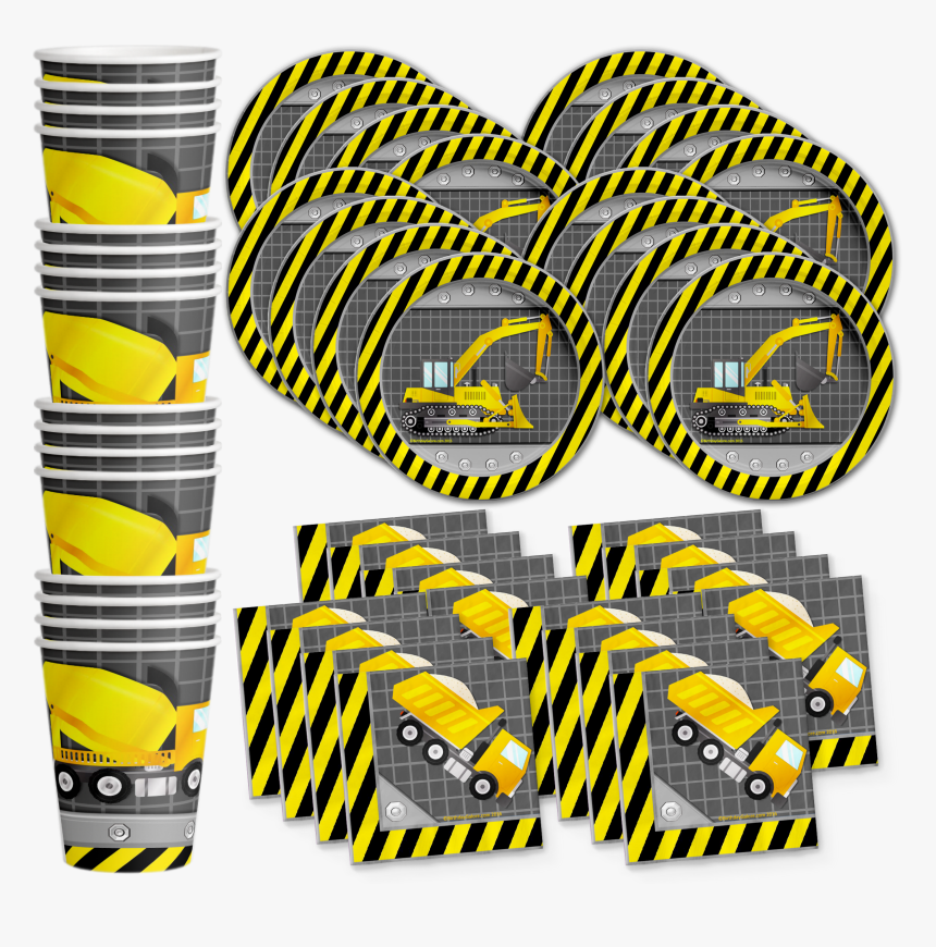 Construction Trucks Birthday Party Tableware Kit For, HD Png Download, Free Download