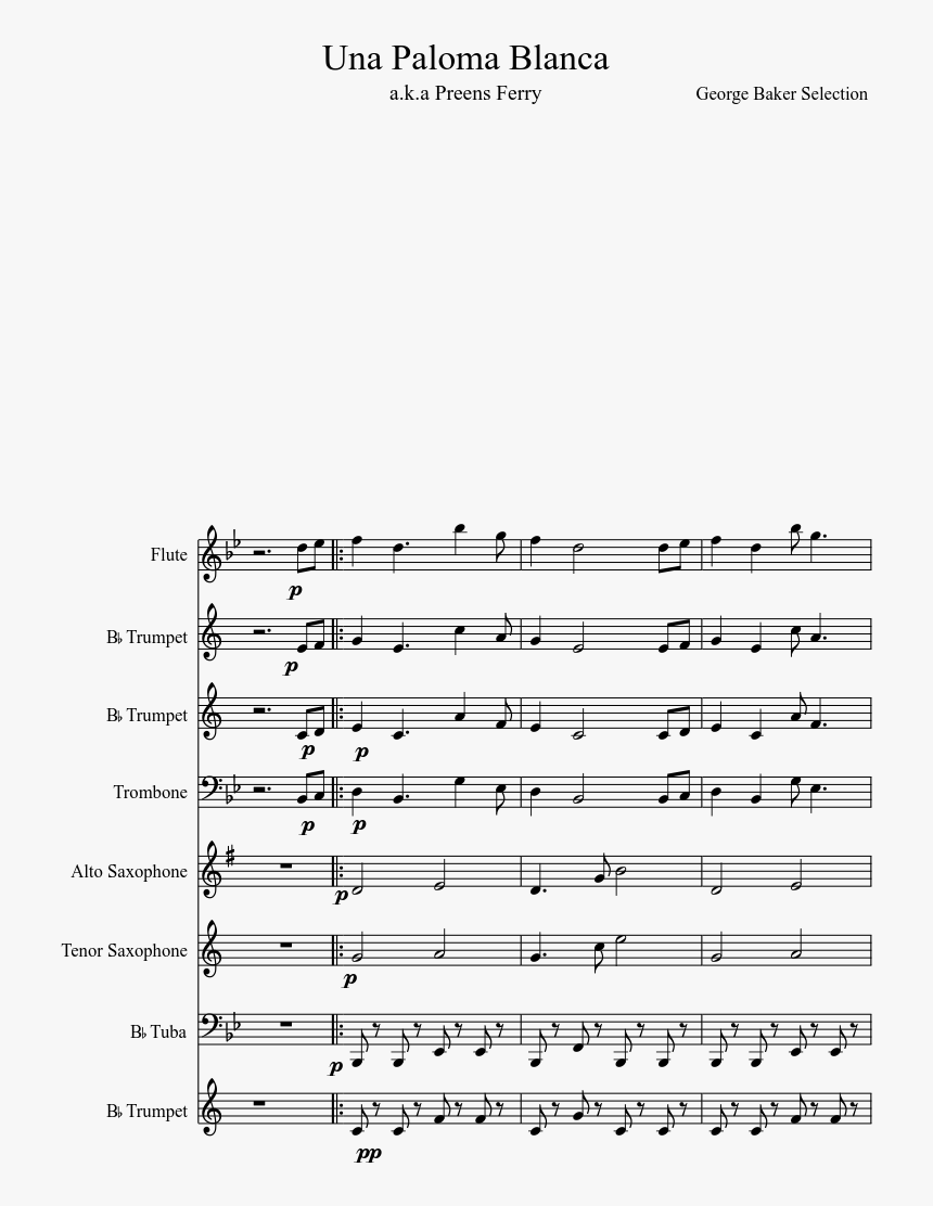 Una Paloma Blanca Sheet Music Free, HD Png Download, Free Download