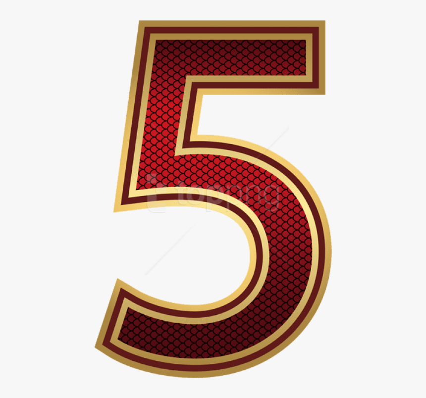Red Clipart Number Five - 5 Number In Gold Png, Transparent Png, Free Download