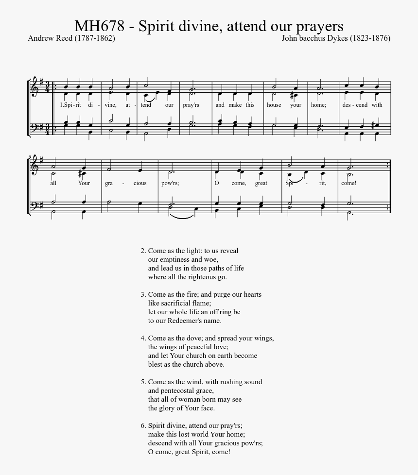 Spirit Divine Attend Our Prayers Sheet Music, HD Png Download, Free Download