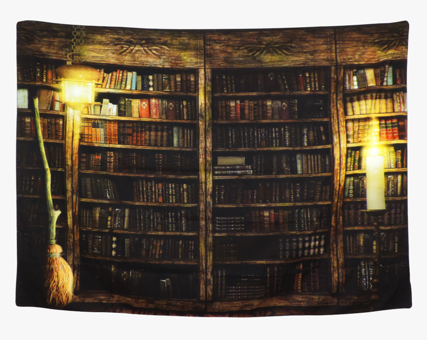 Retro Bookcase Tapestry Wall Hanging Vintage Book Tapestries - Bookshelf Wall Tapestry, HD Png Download, Free Download