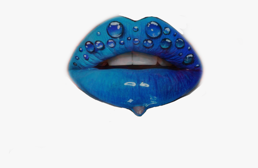 Blue Lips With Water, HD Png Download, Free Download