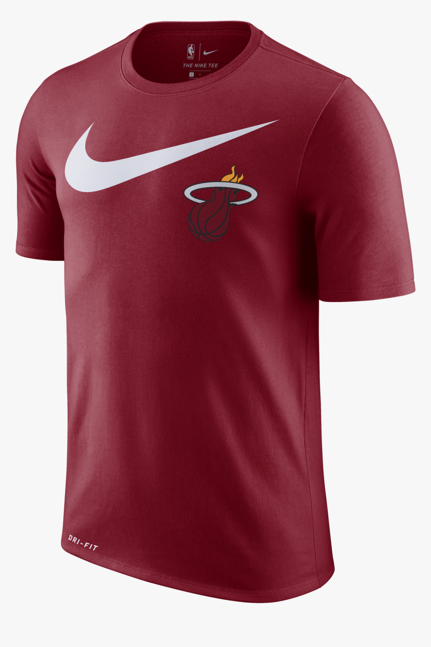 Nike Miami Heat Short Sleeve 2018 Swoosh Tee Red, HD Png Download - kindpng