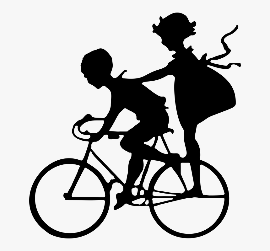 Bicycle Bike Boy Brother Children Female Girl Silhouette Brother And Sister Clipart Hd Png Download Kindpng