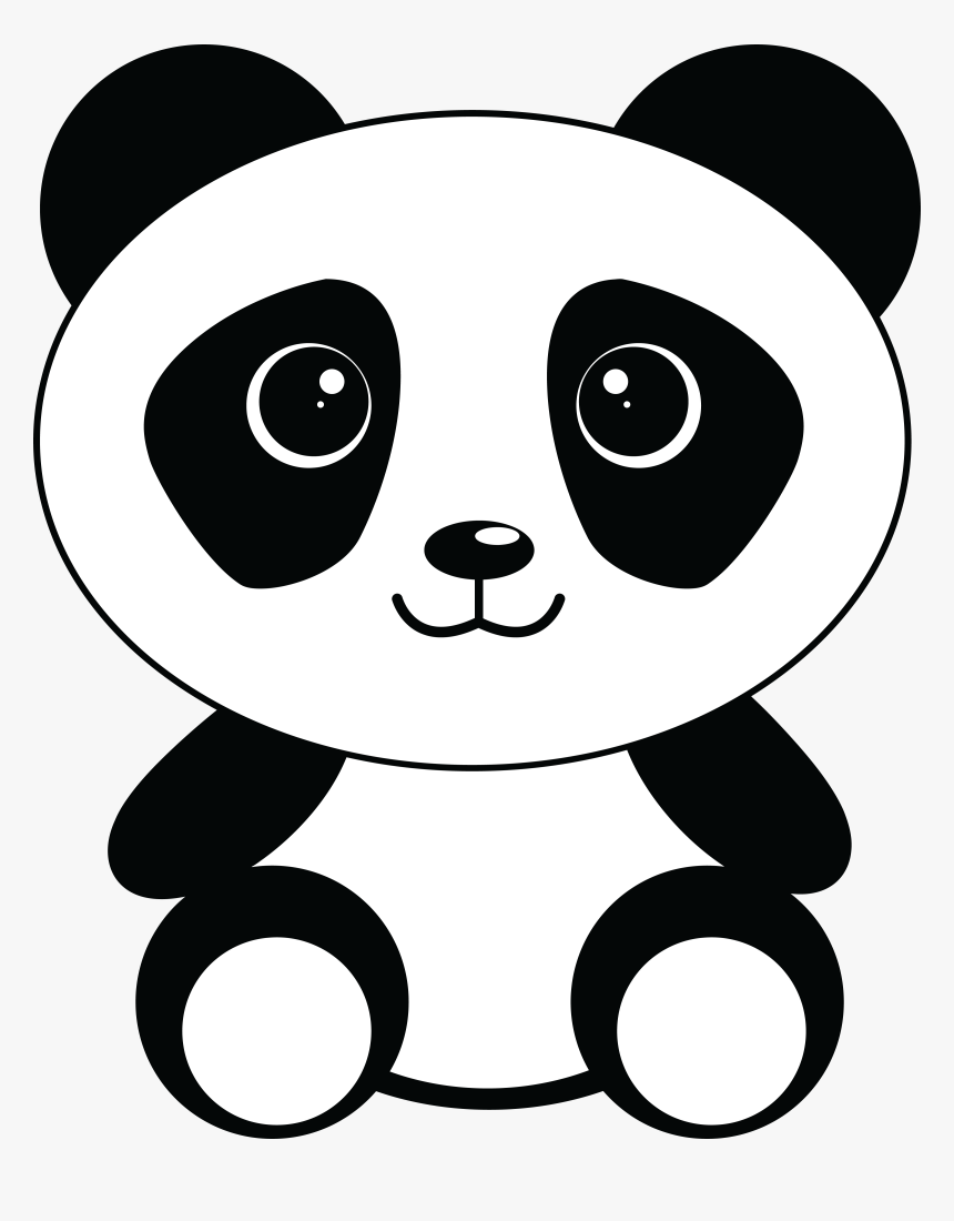 Cute Cartoon Panda - Panda Black And White Clipart, HD Png Download ...